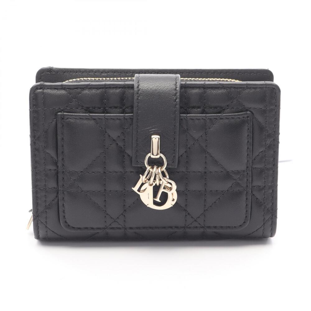 Christian Dior My Dittany Wallet Cannage Bifold Leather Black